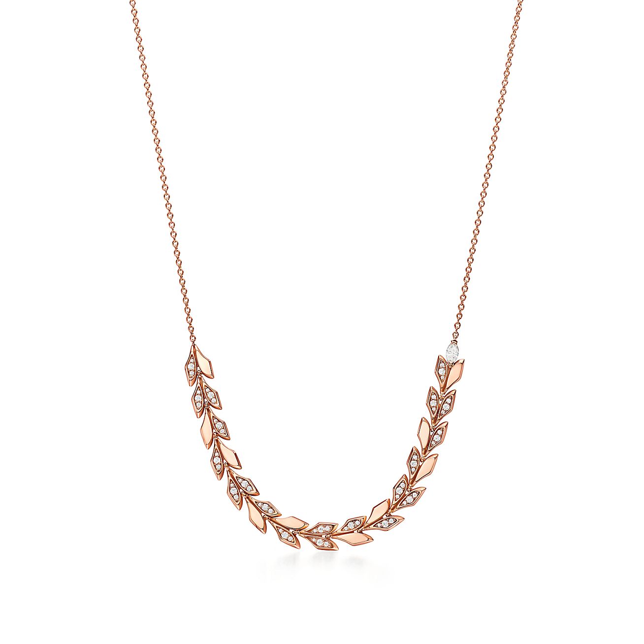 Victoria庐 Vine East West Pendant in Rose Gold with Diamonds