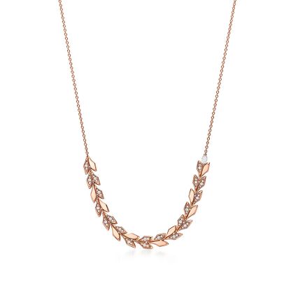 Victoria庐 Vine East West Pendant in Rose Gold with Diamonds