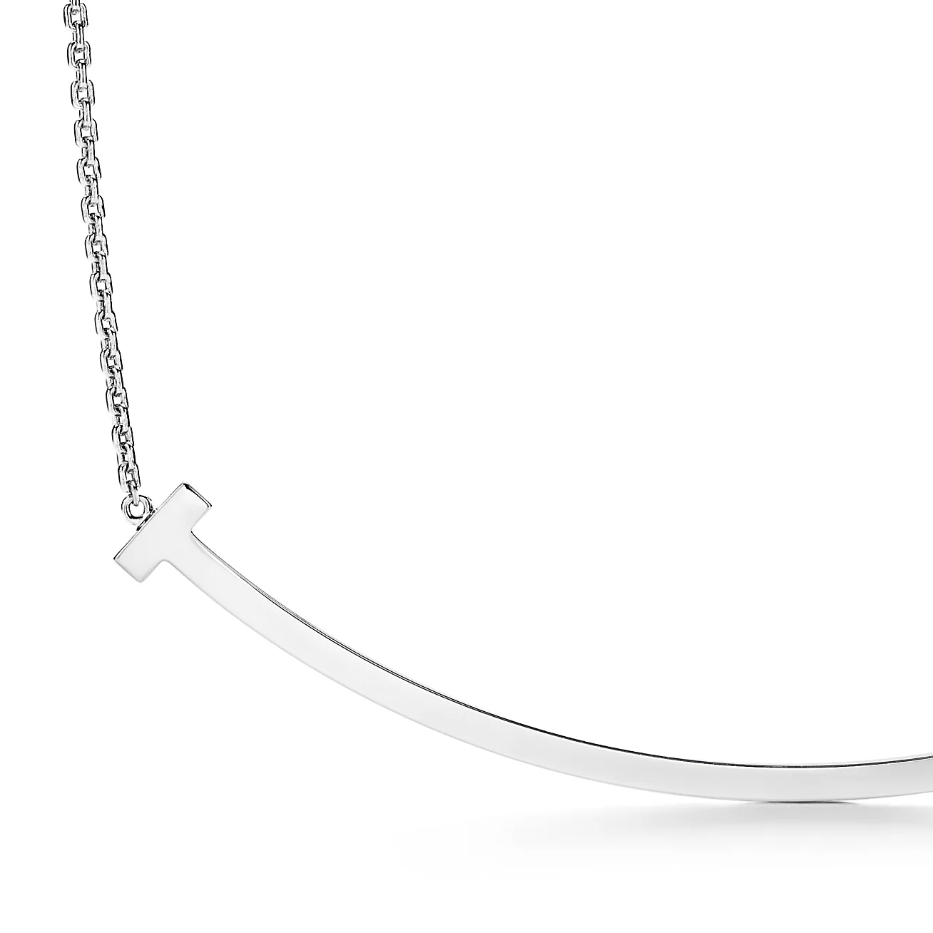 T Extra Large Smile Pendant in 18k White Gold