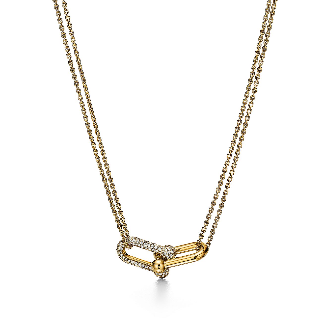 HardWear Link Pendant in Yellow Gold with Pave Diamonds