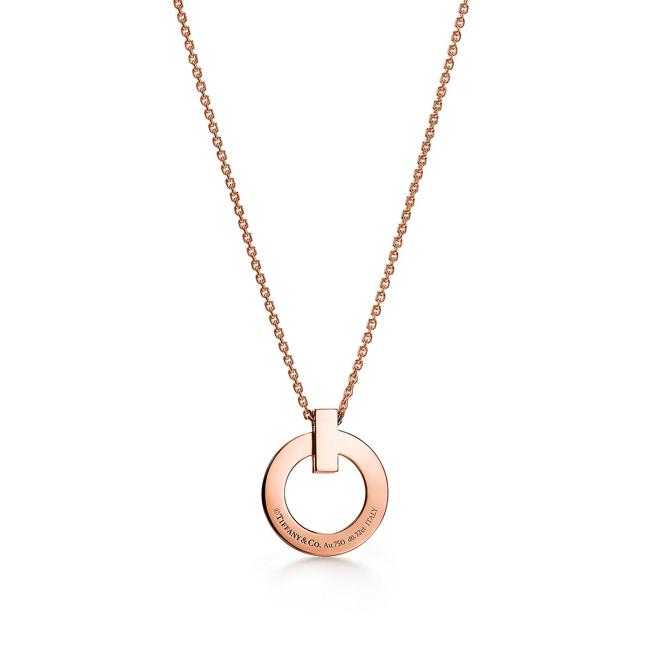T T1 Circle Pendant in Rose Gold with Pave Diamonds