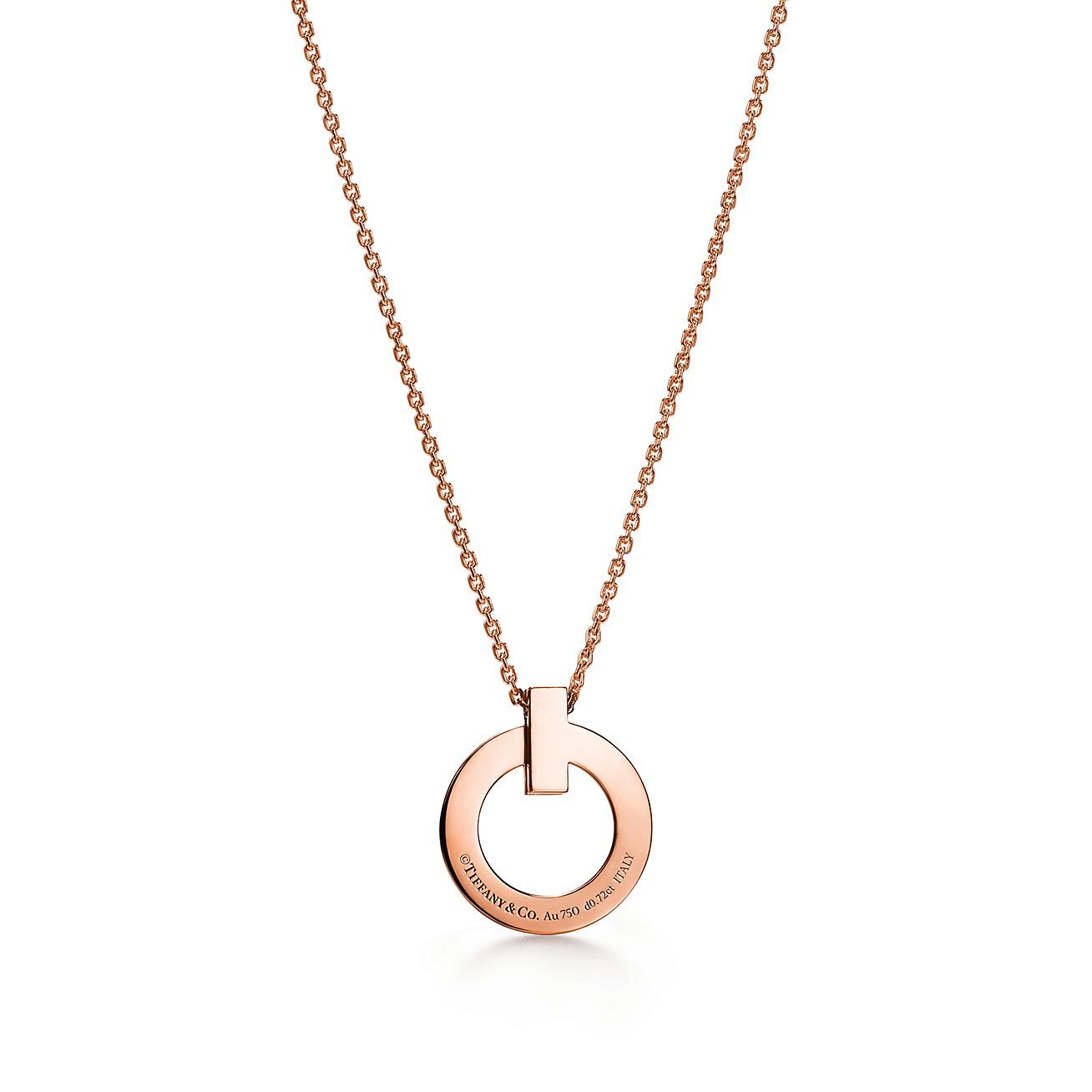 T T1 Circle Pendant in Rose Gold with Pave Diamonds