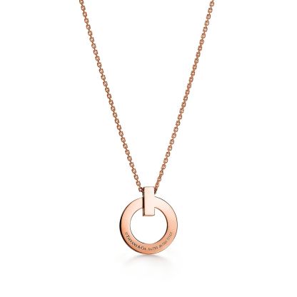 T T1 Circle Pendant in Rose Gold with Pave Diamonds