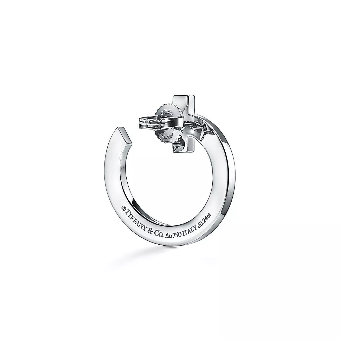 T T1 Open Hoop Earrings in White Gold with Diamonds