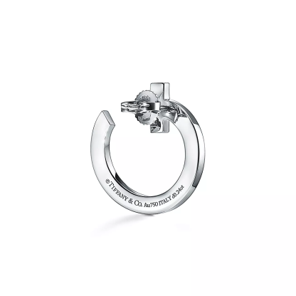 T T1 Open Hoop Earrings in White Gold with Diamonds