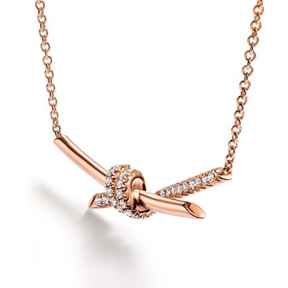 Knot Pendant in Rose Gold with Diamonds