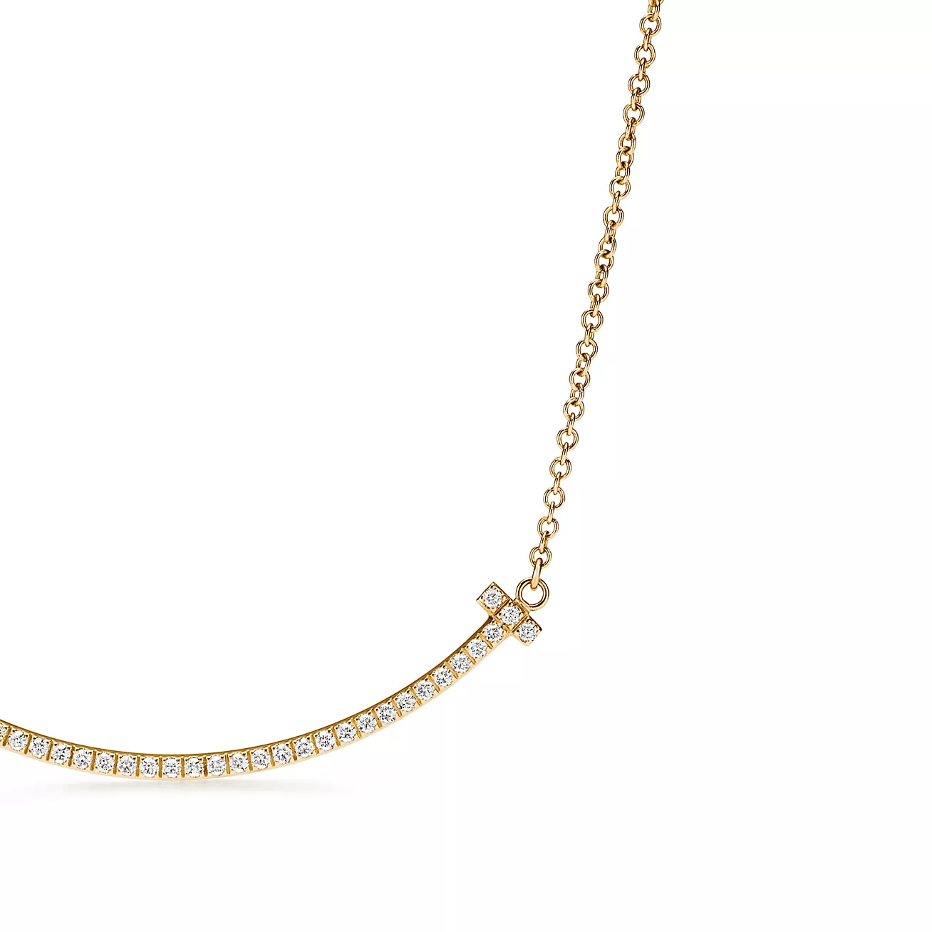 T Smile Pendant in Yellow Gold with Diamonds, Small