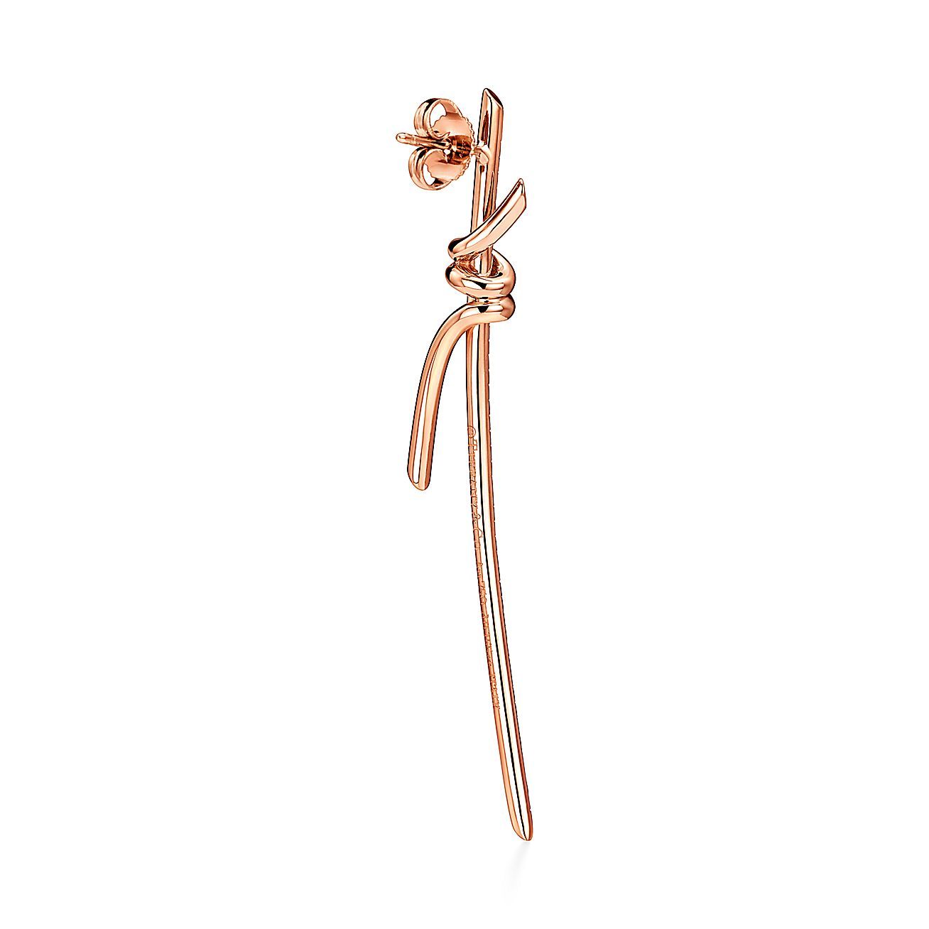 Knot Drop Earrings in Rose Gold with Diamonds