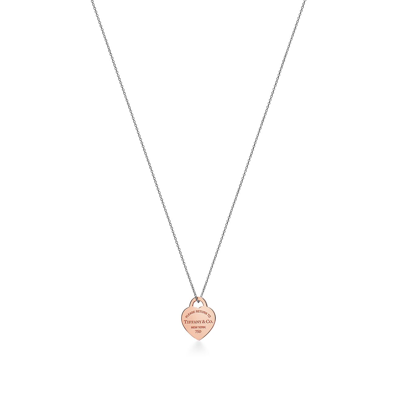 Return to 庐 Heart Tag Pendant in Sterling Silver and Rose Gold, Small