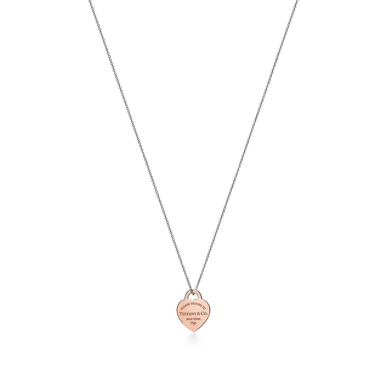 Return to 庐 Heart Tag Pendant in Sterling Silver and Rose Gold, Small