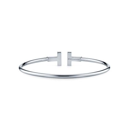 T Wire Bracelet in 18k White Gold