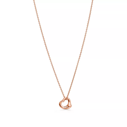 Elsa Peretti庐 Open Heart Pendant in 18k Rose Gold with Diamonds