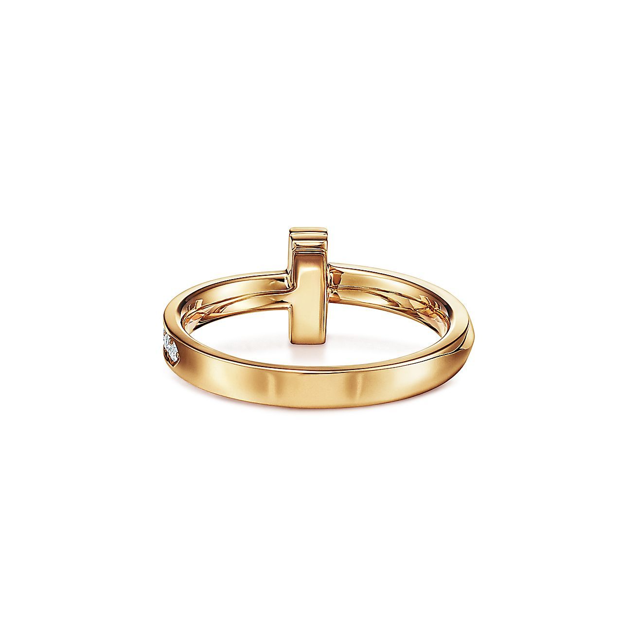 T T1 Ring in Yellow Gold with Diamonds, 2.5 mm Wide