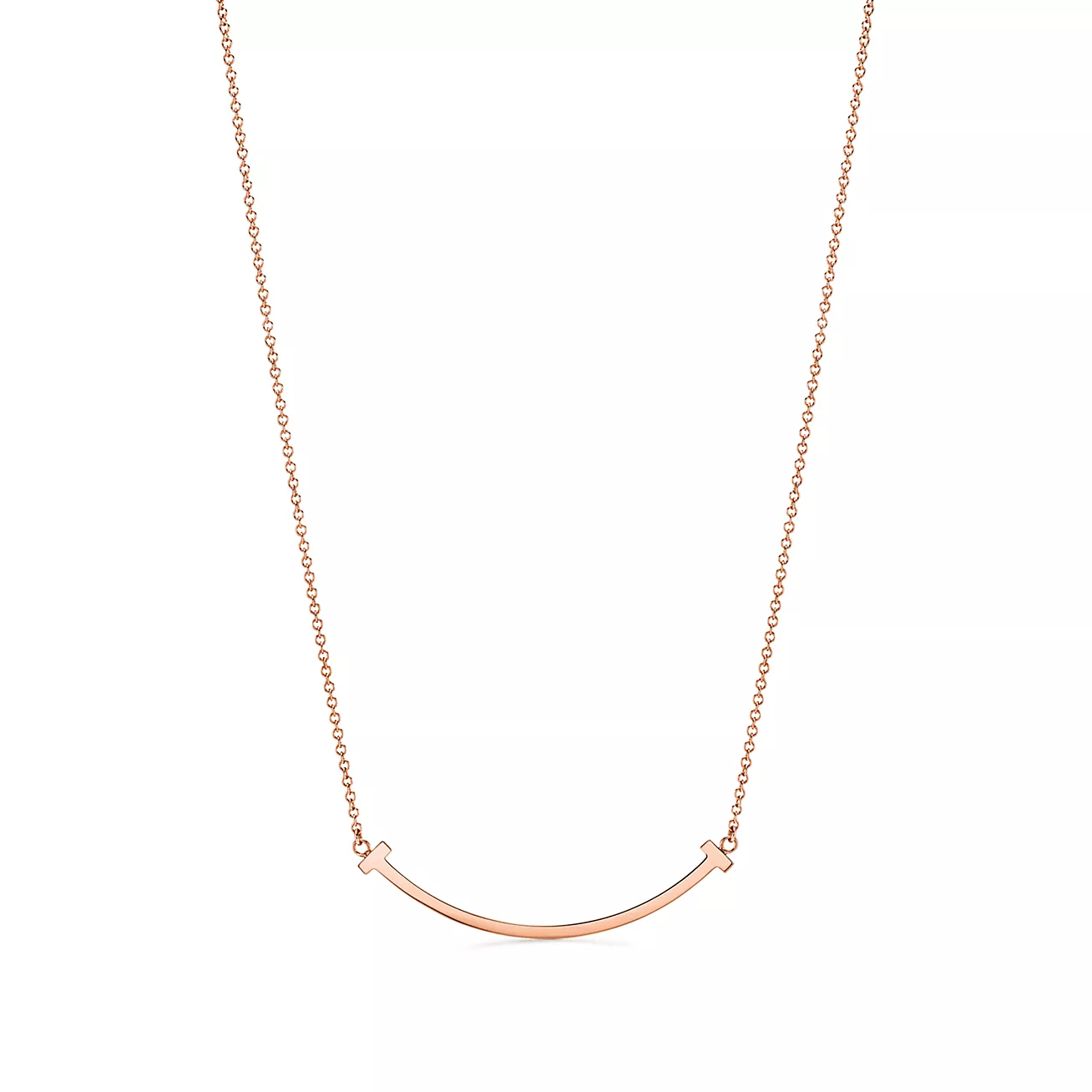 T Smile Pendant in Rose Gold with Diamonds, Smal