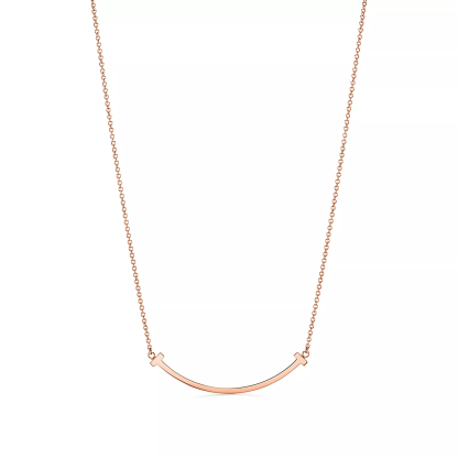 T Smile Pendant in Rose Gold with Diamonds, Smal