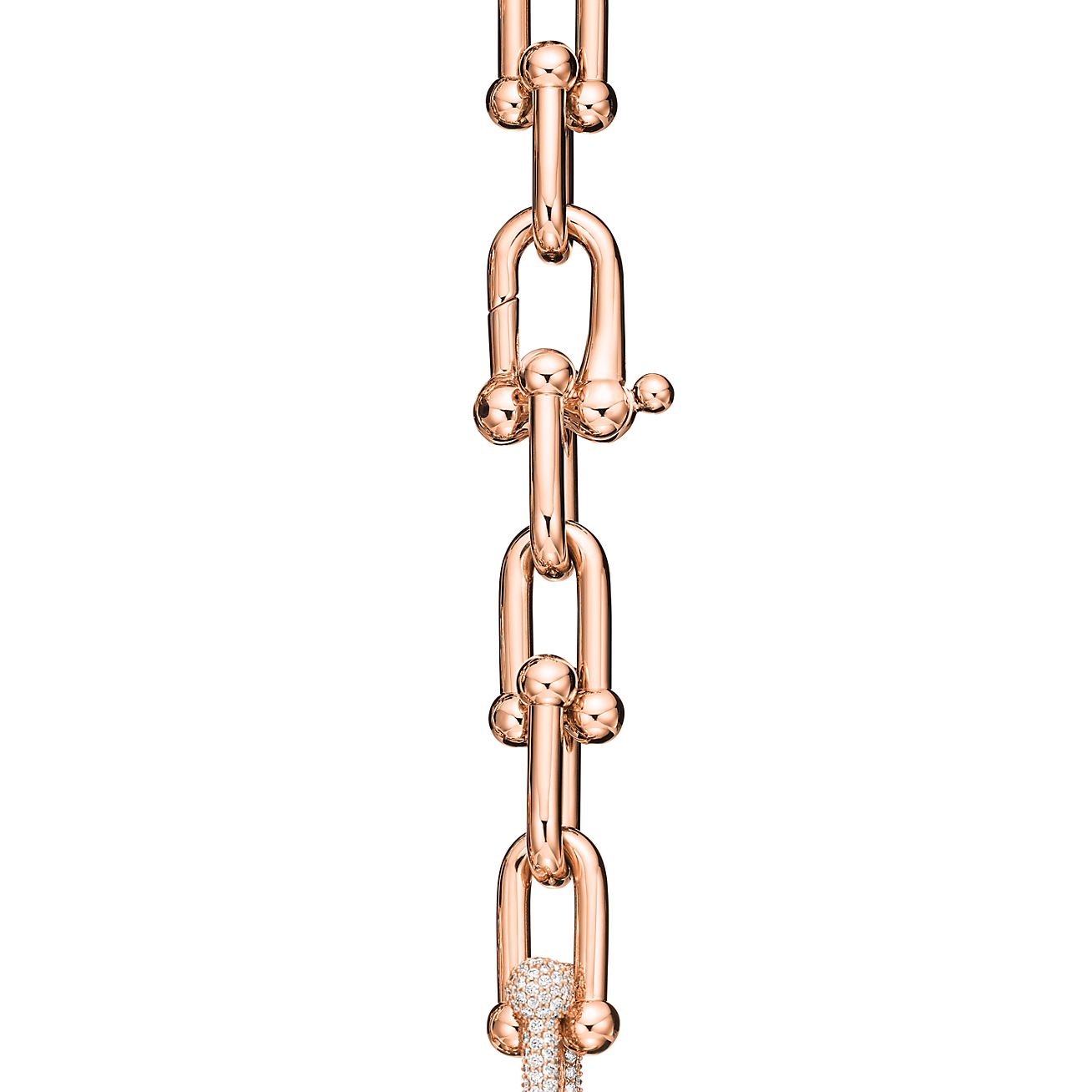 HardWear Large Link Bracelet in Rose Gold with Diamonds