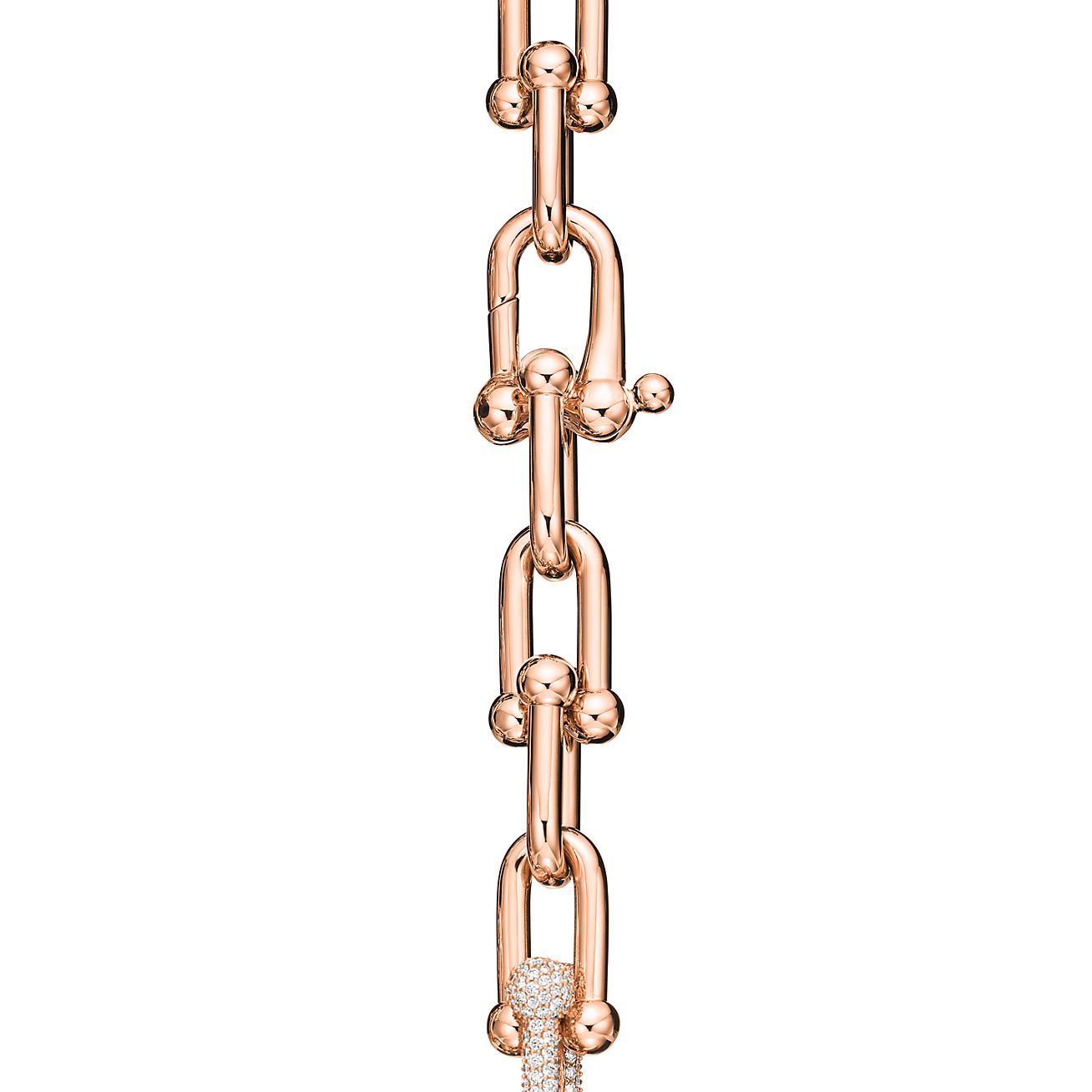 HardWear Large Link Bracelet in Rose Gold with Diamonds