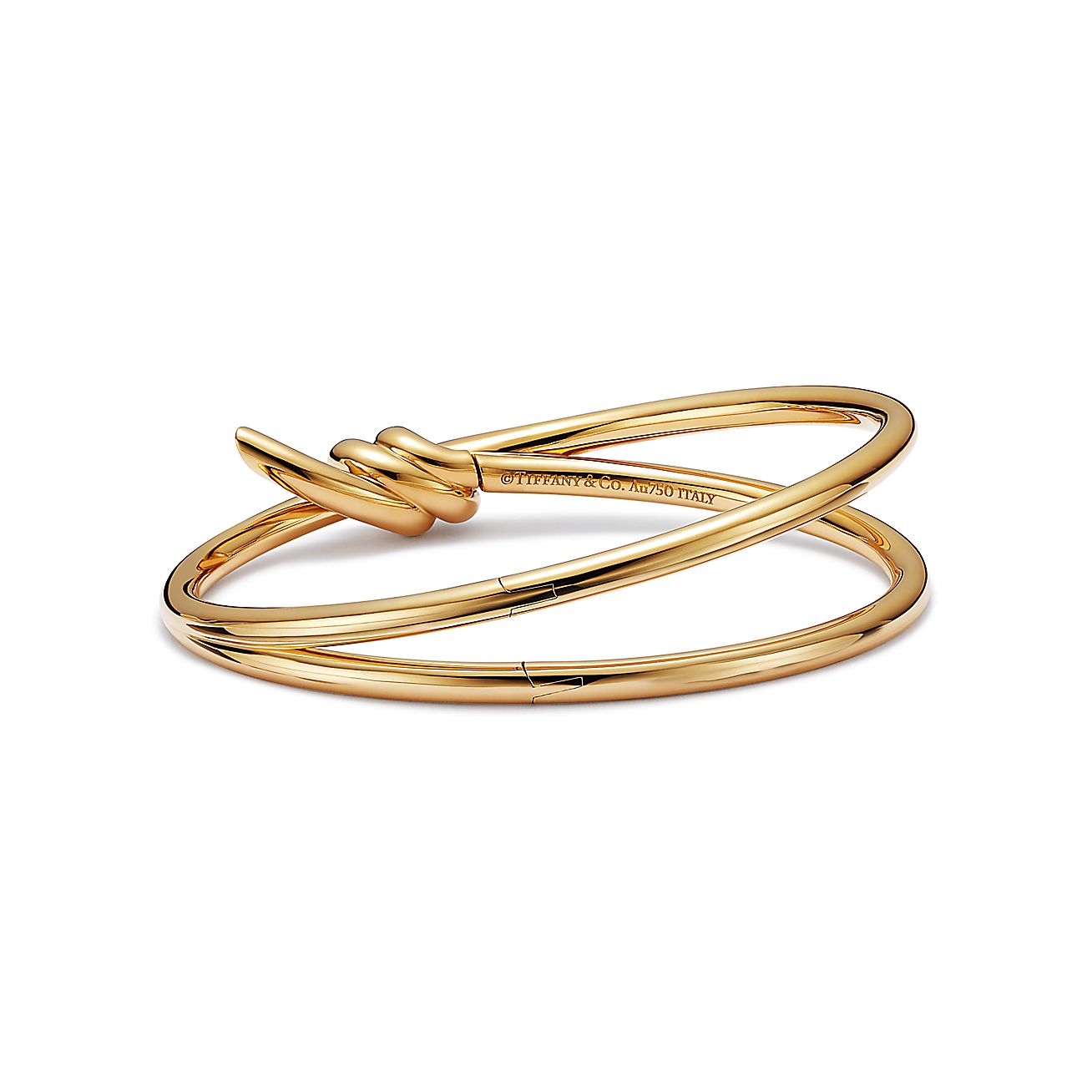 Knot Double Row Hinged Bangle in Yellow Gold
