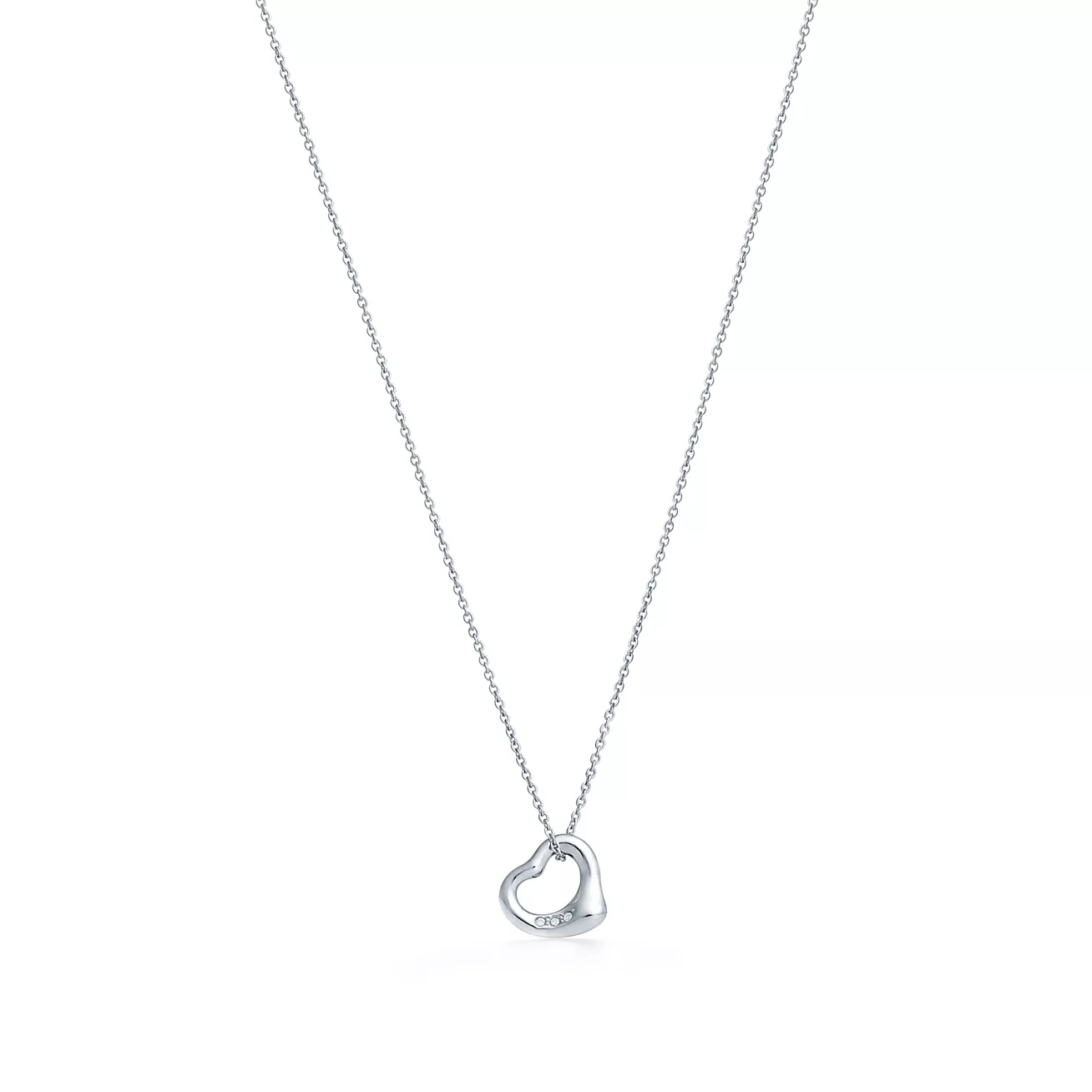 Elsa Peretti庐 Open Heart Pendant in Platinum with Diamonds