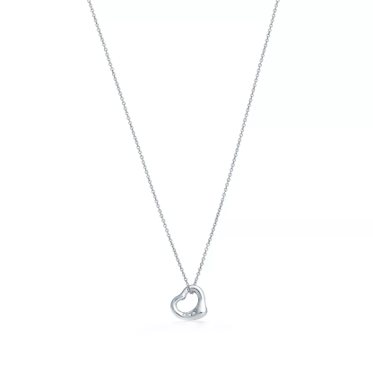 Elsa Peretti庐 Open Heart Pendant in Platinum with Diamonds