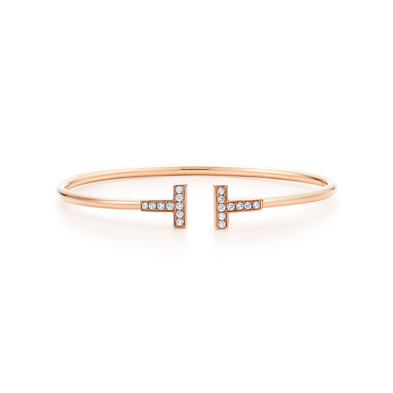 T Wire Bracelet in Rose Gold with Diamonds