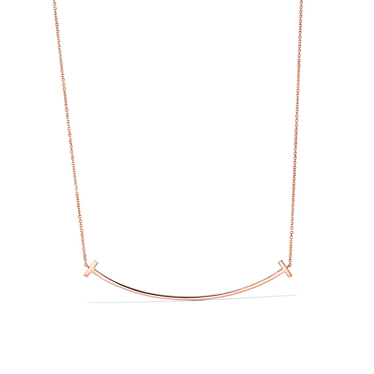 T Smile Pendant in Rose Gold with Diamonds, Large