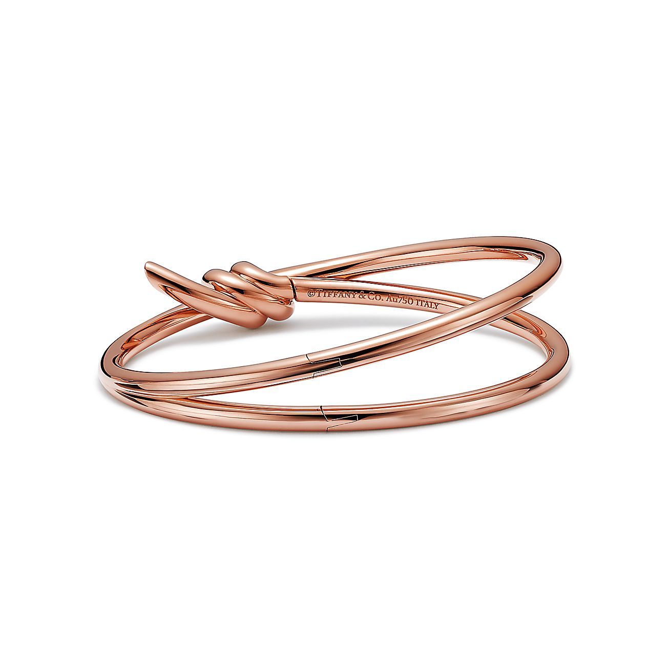 Knot Double Row Hinged Bangle in Rose Gold