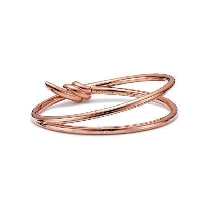 Knot Double Row Hinged Bangle in Rose Gold