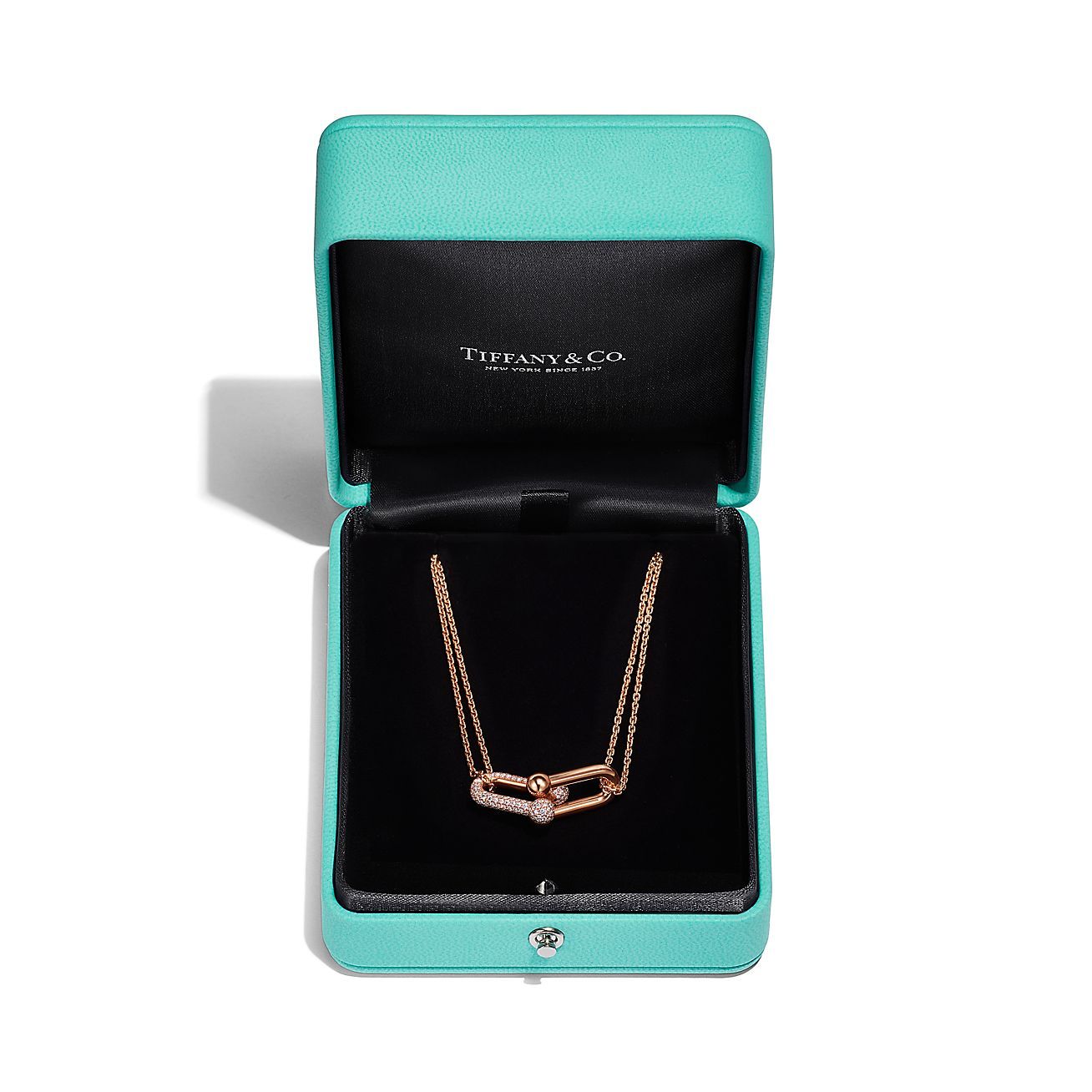 HardWear Double Link Pendant in 18k Rose Gold with Pave Diamonds
