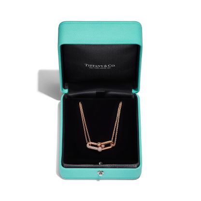 HardWear Double Link Pendant in 18k Rose Gold with Pave Diamonds