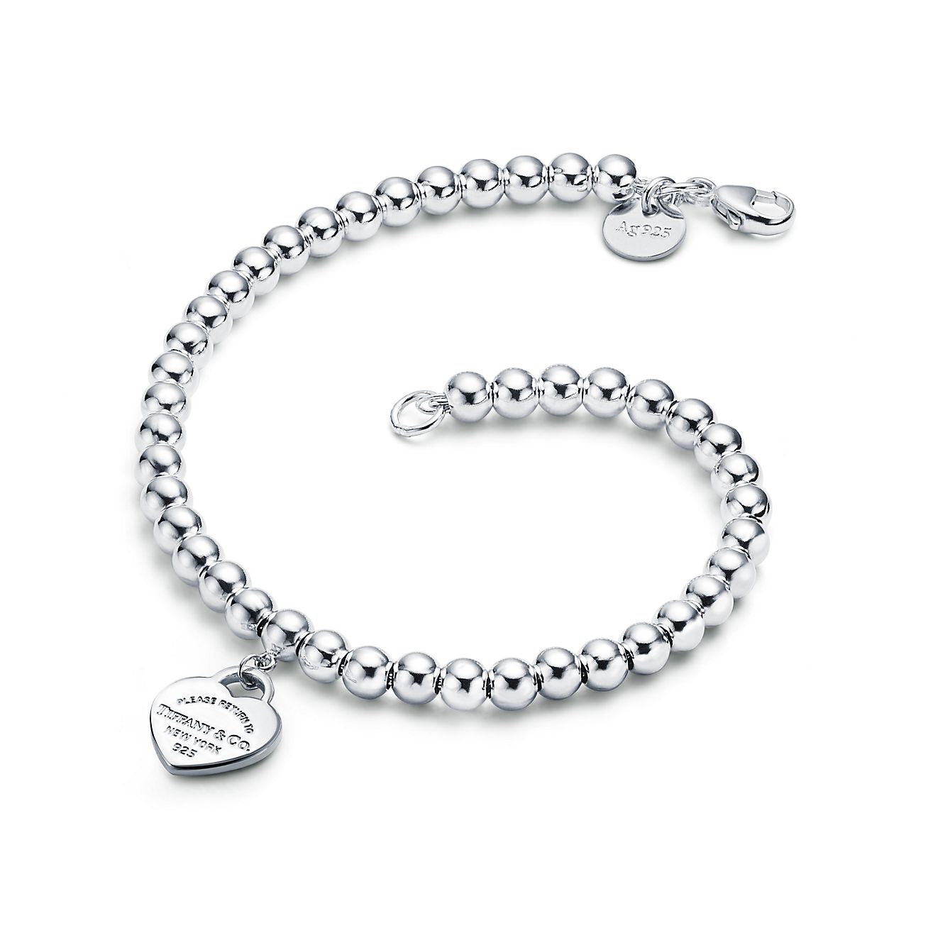 Return to 庐 Heart Tag Bead Bracelet in Silver