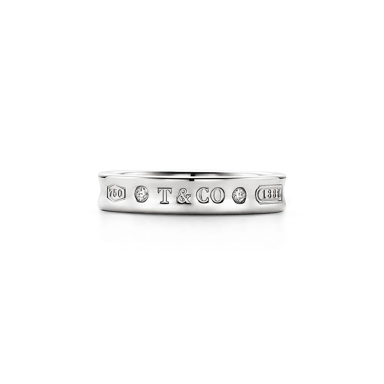 1837庐 Ring in White Gold with Diamonds, Narrow