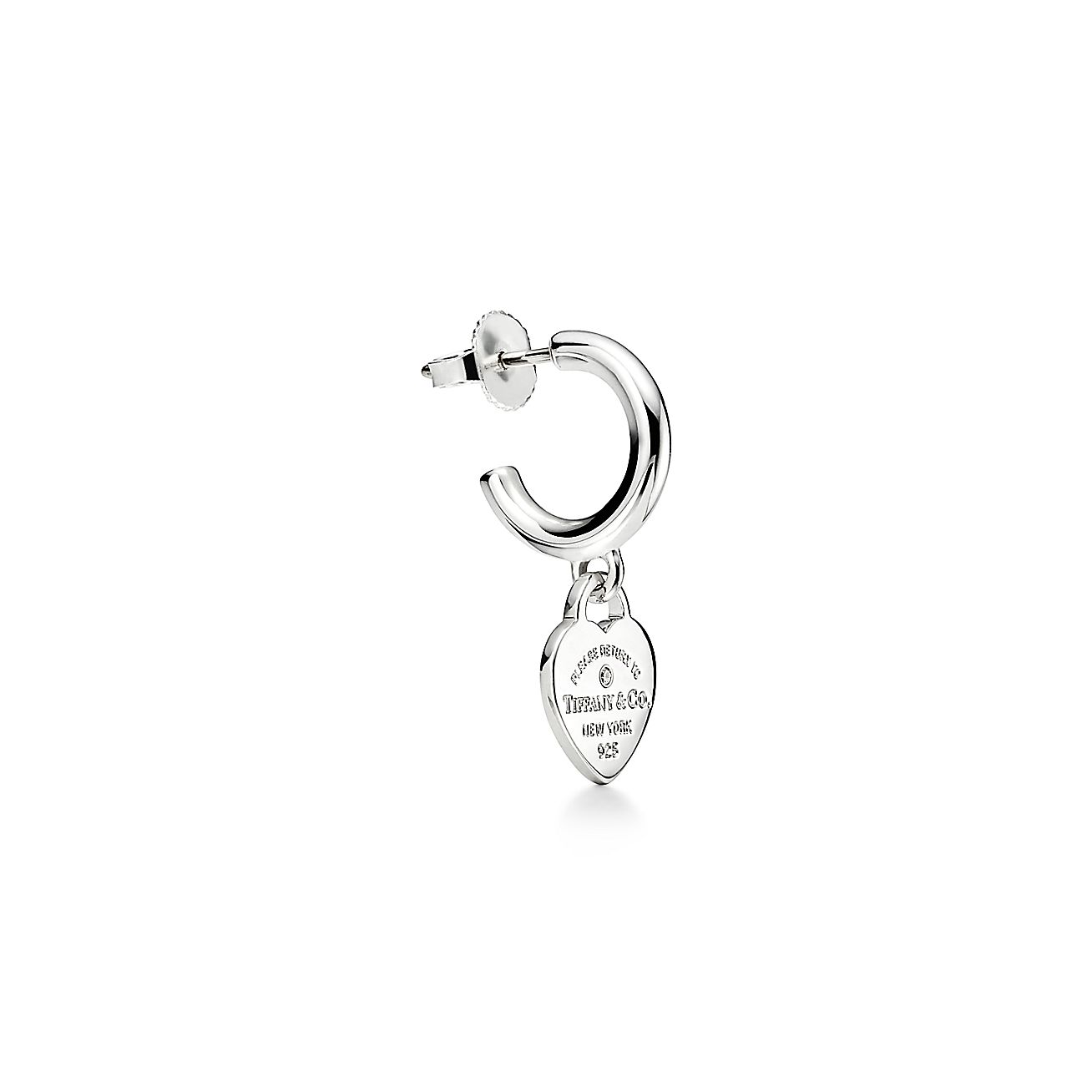 Return to 庐 Hoop Earrings in Sterling Silver with Diamonds, Mini