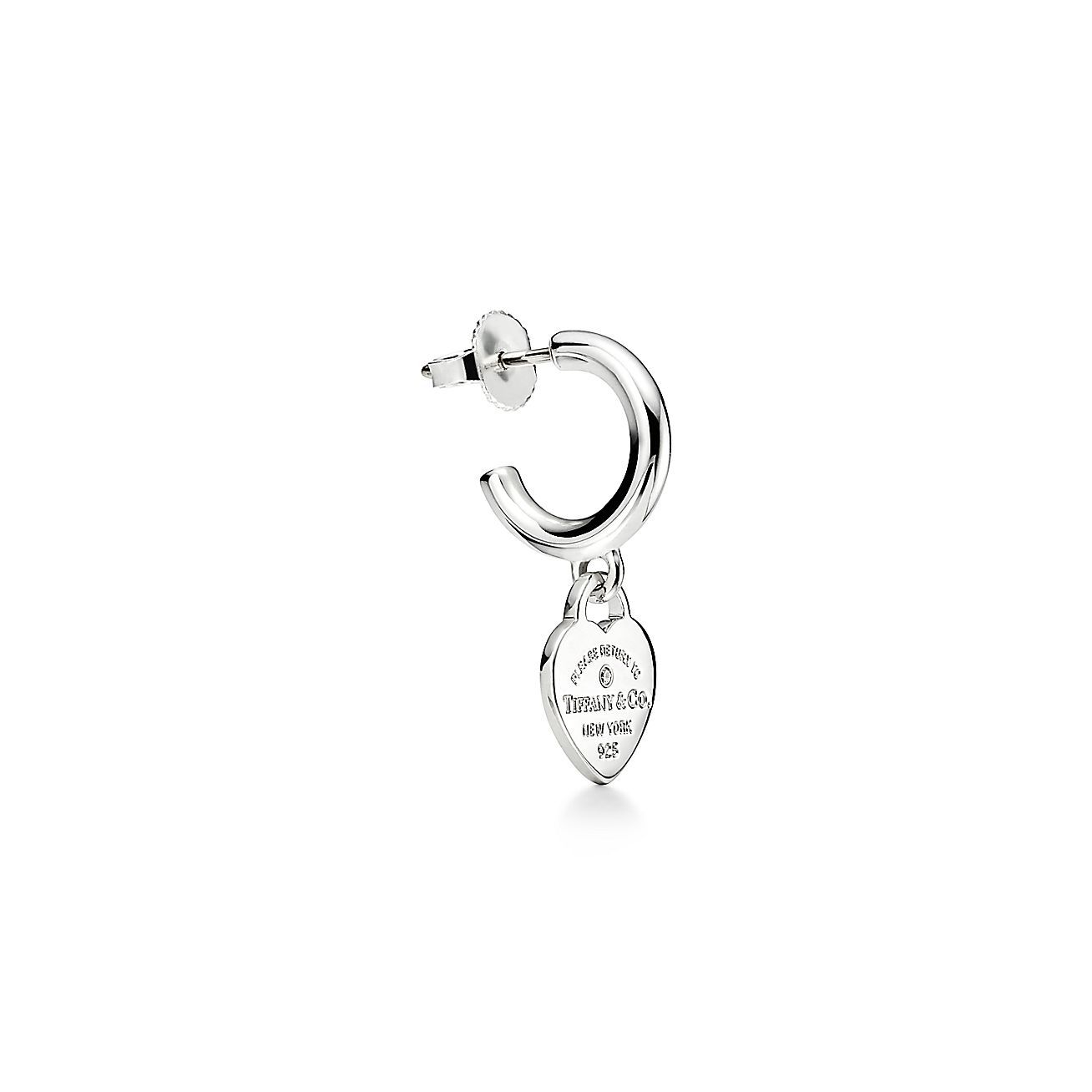 Return to 庐 Hoop Earrings in Sterling Silver with Diamonds, Mini