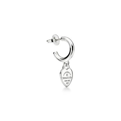 Return to 庐 Hoop Earrings in Sterling Silver with Diamonds, Mini