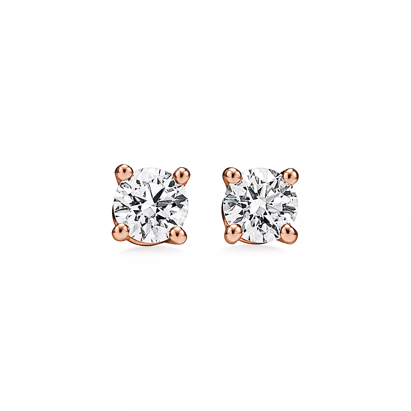 Solitaire Diamond Stud Earrings in Rose Gold