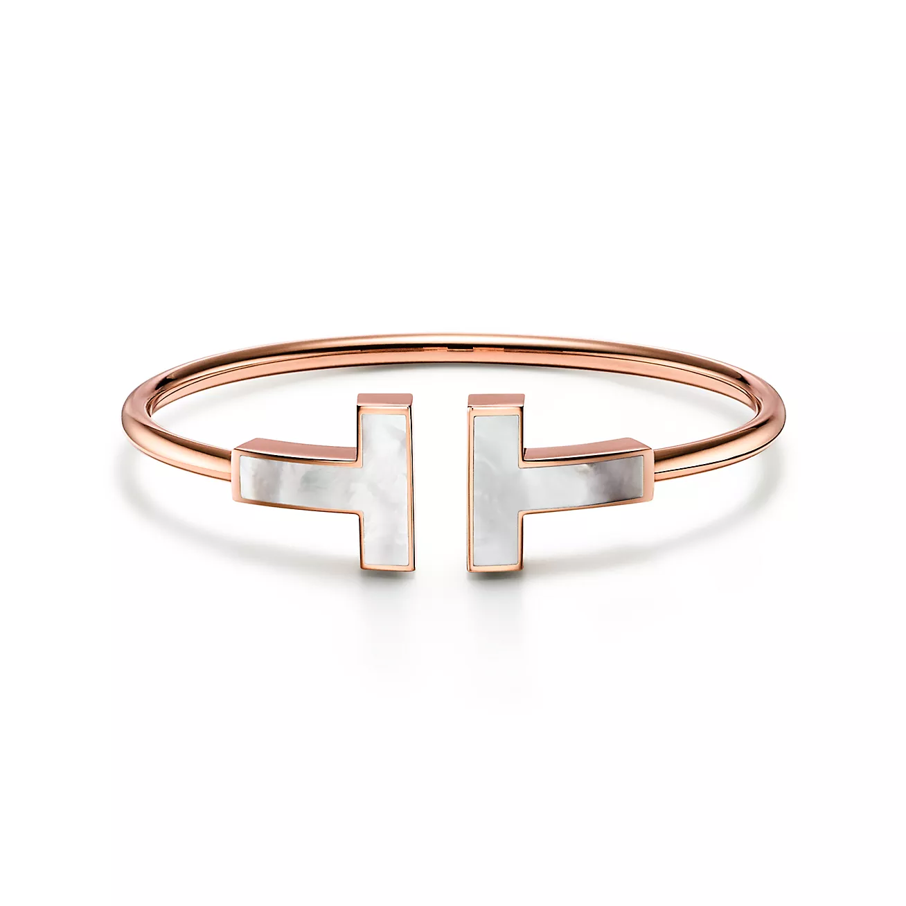 T Wire Bracelet in Rose Gold with Mother-of-pearl, Wide
