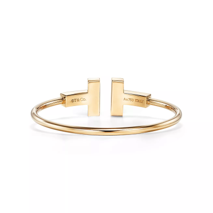 T Wide Wire Bracelet in 18k Gold