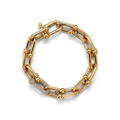 HardWear Large Link Bracelet in Yellow Gold with Diamonds