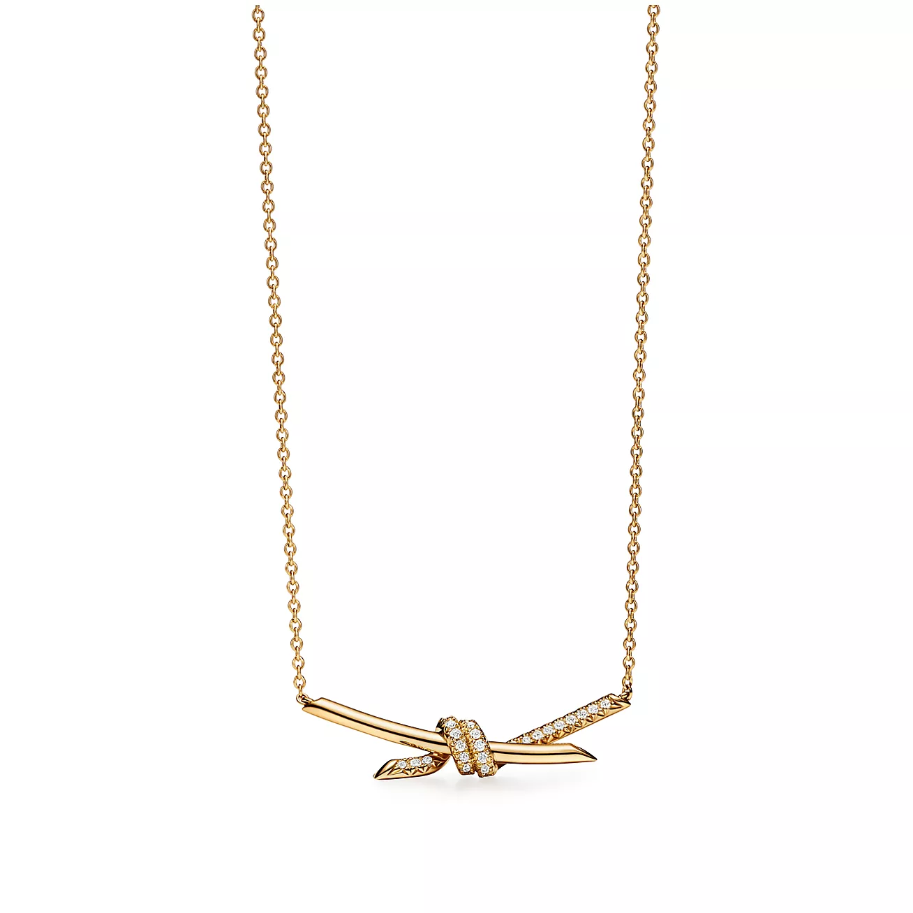 Knot Pendant in Yellow Gold with Diamonds