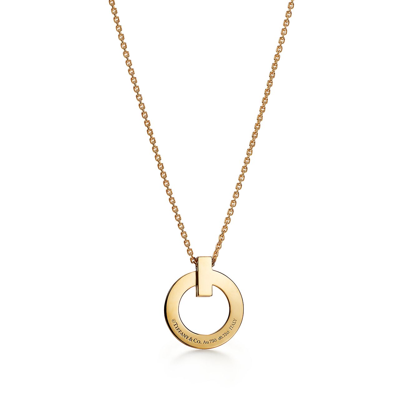 T T1 Circle Pendant in Yellow Gold with Pave Diamonds