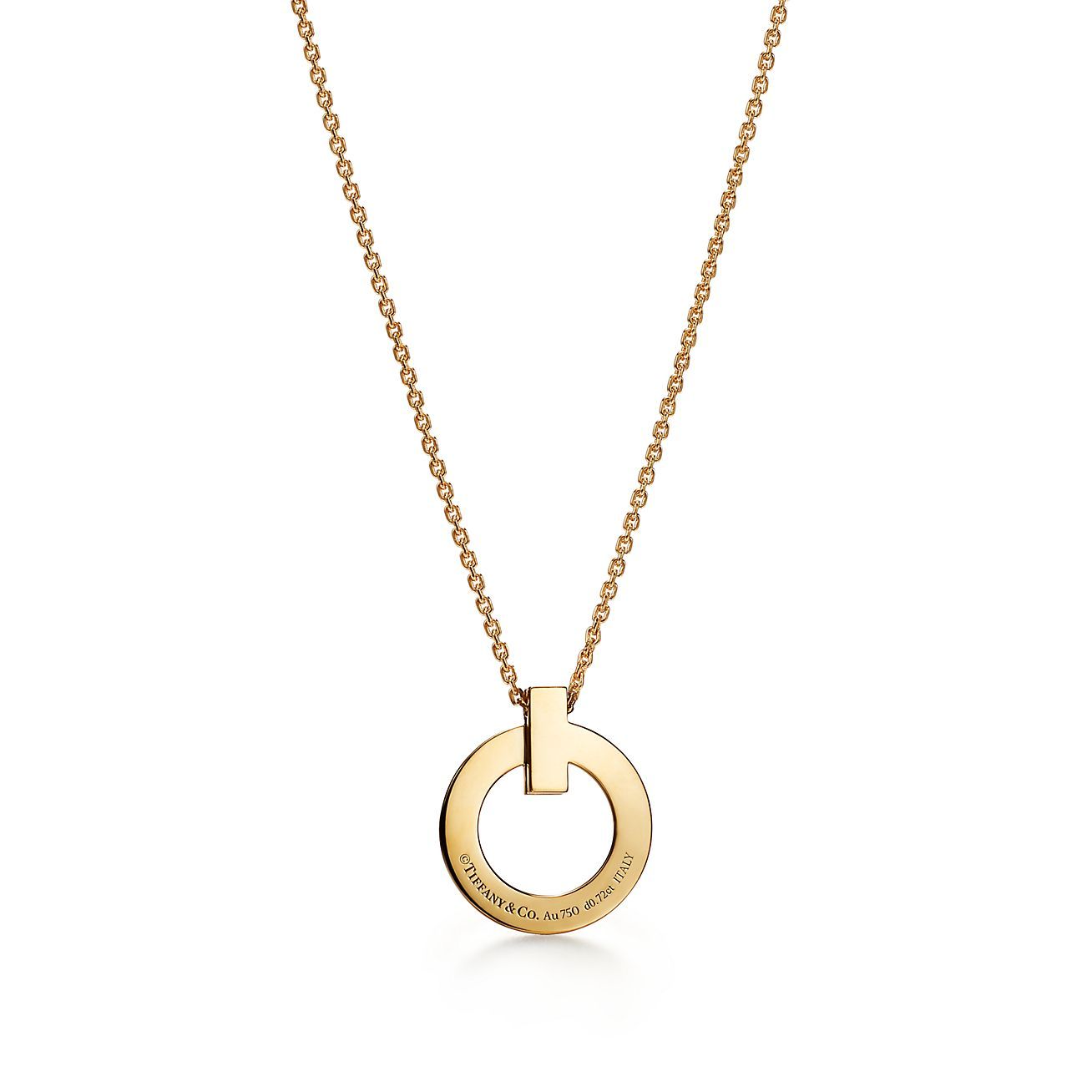 T T1 Circle Pendant in Yellow Gold with Pave Diamonds