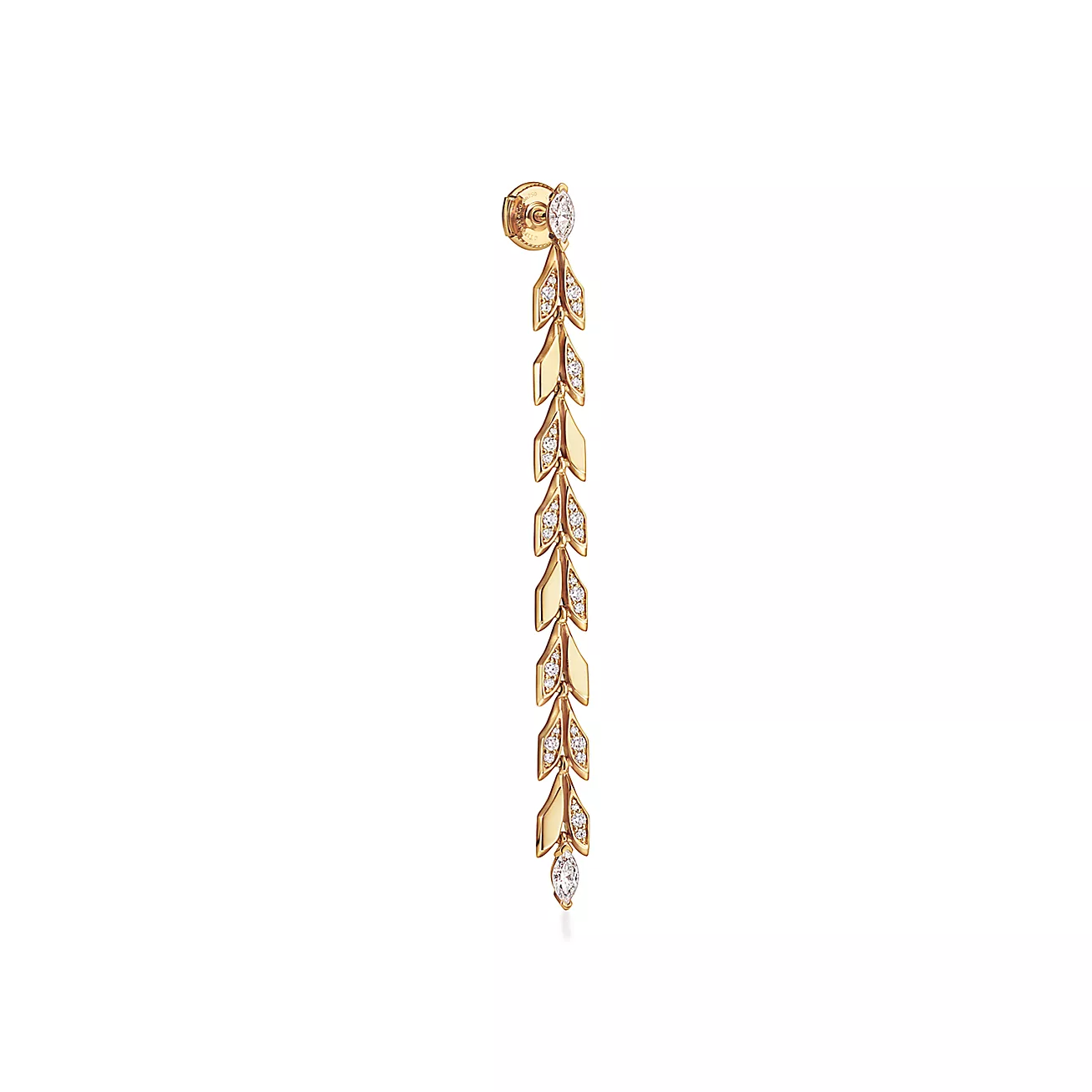 Victoria庐 Vine Drop Earrings in Yellow Gold with Diamonds