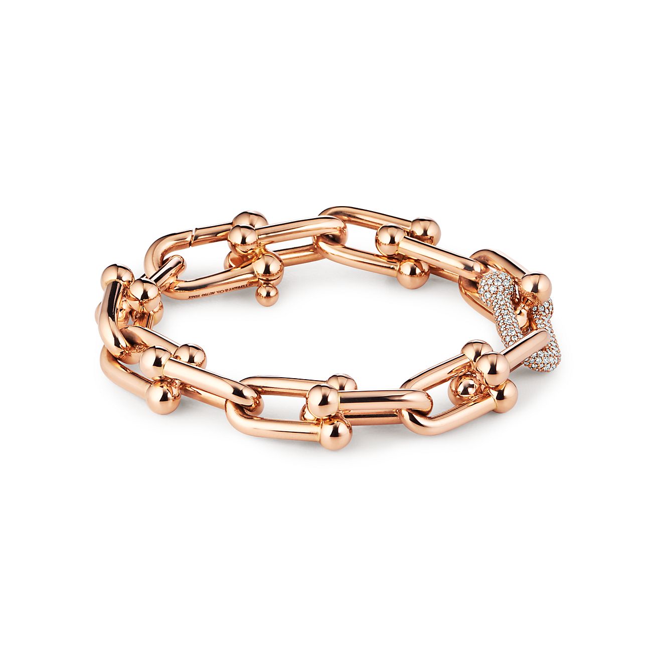 HardWear Large Link Bracelet in Rose Gold with Diamonds