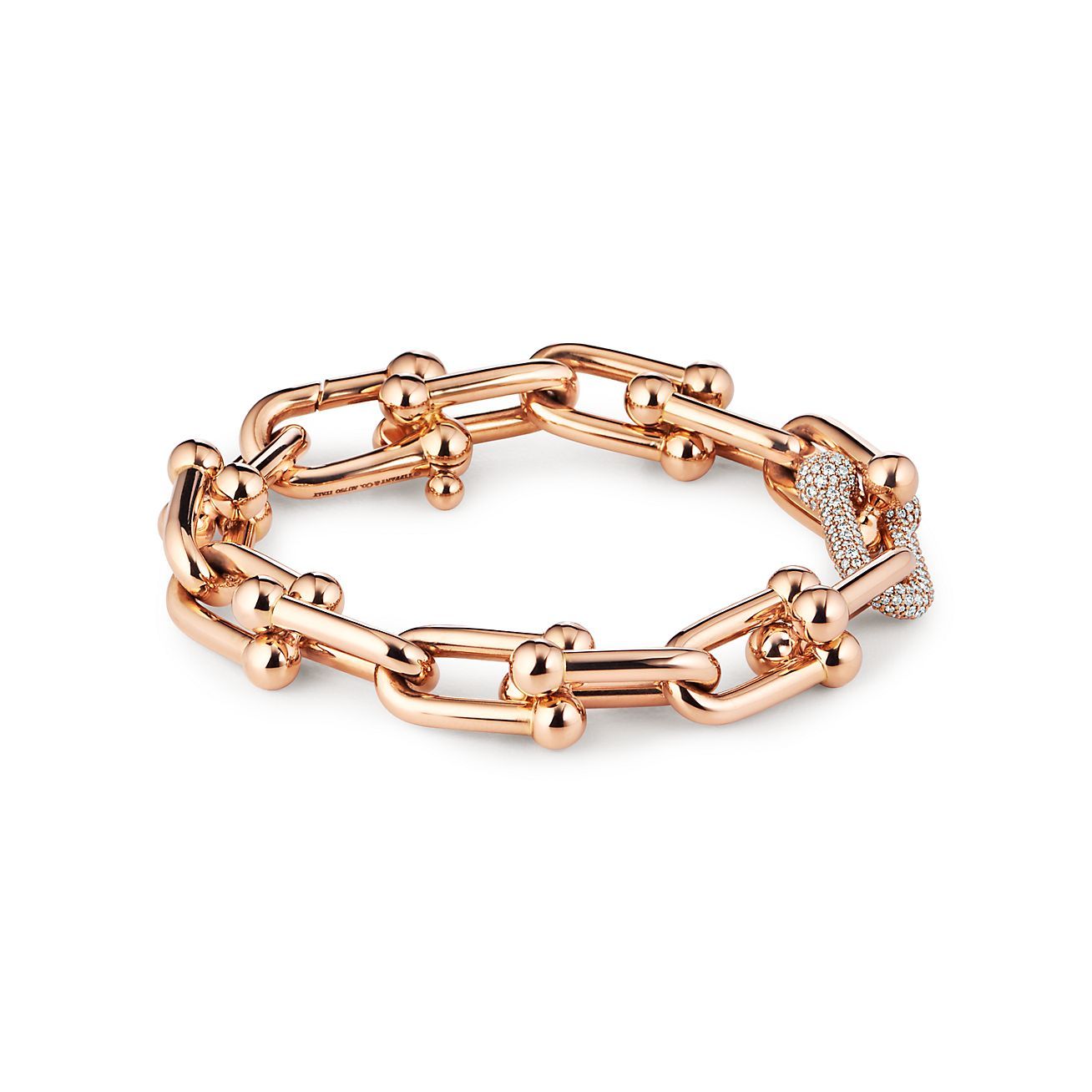 HardWear Large Link Bracelet in Rose Gold with Diamonds