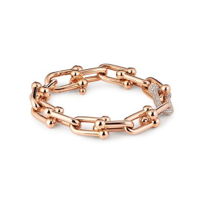 HardWear Large Link Bracelet in Rose Gold with Diamonds