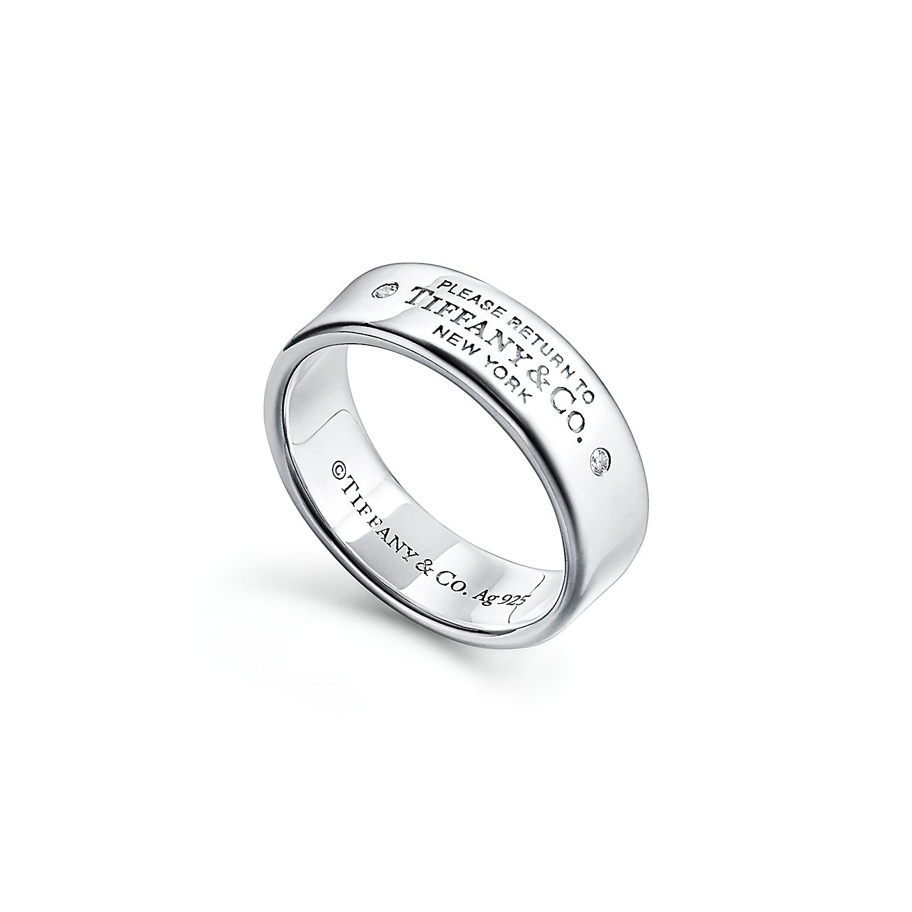 Return to 庐 Narrow Ring in Sterling Silver with Diamonds