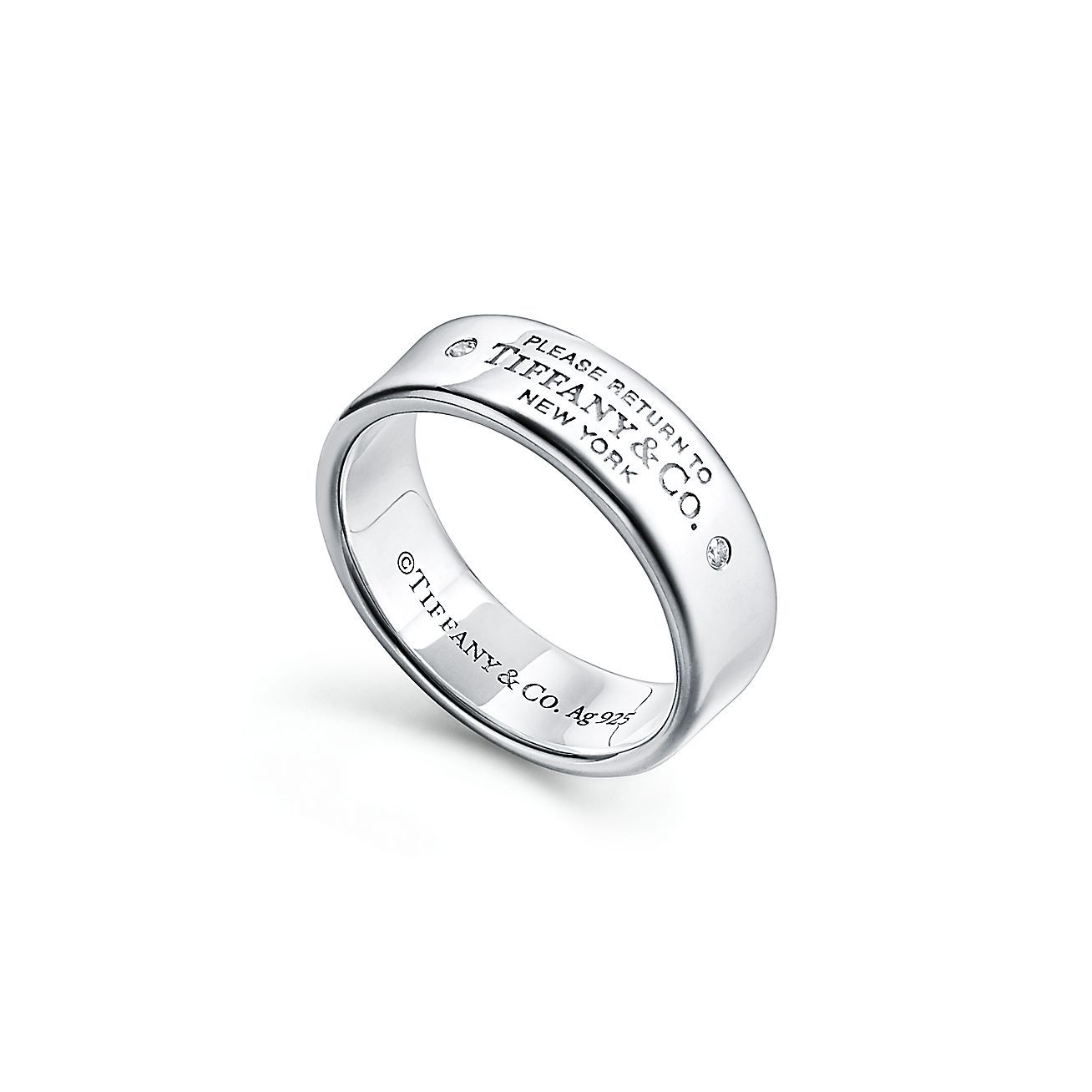 Return to 庐 Narrow Ring in Sterling Silver with Diamonds