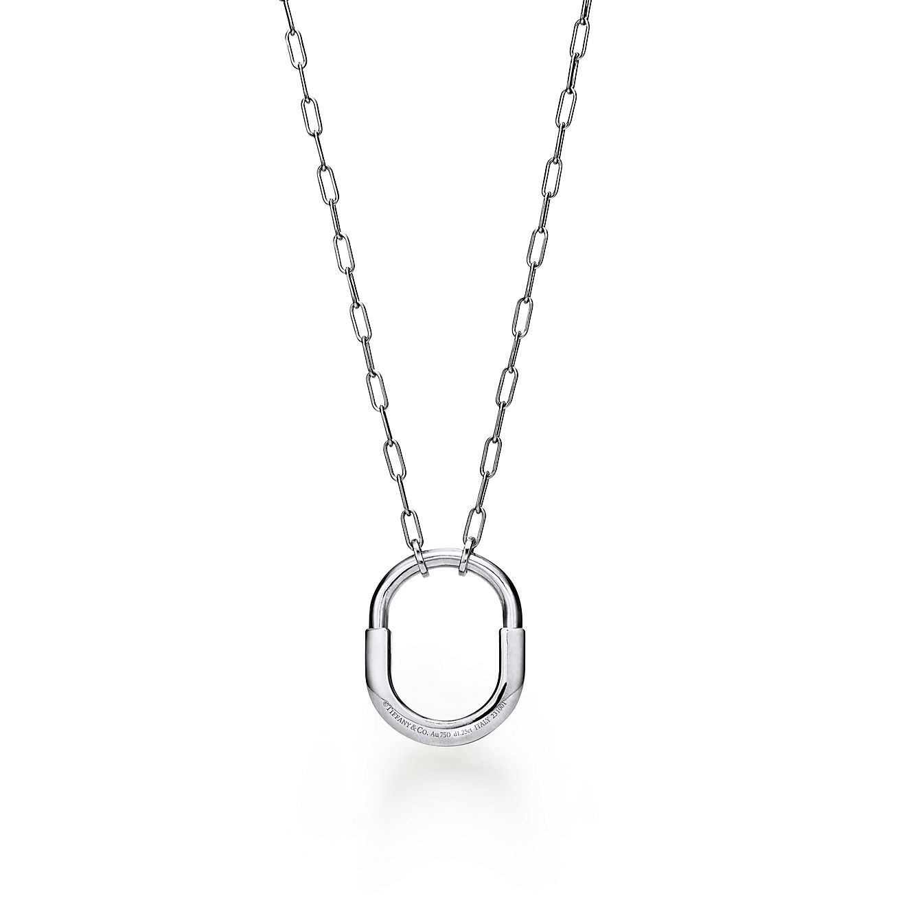 Lock Pendant in White Gold with Pave Diamonds, Medium