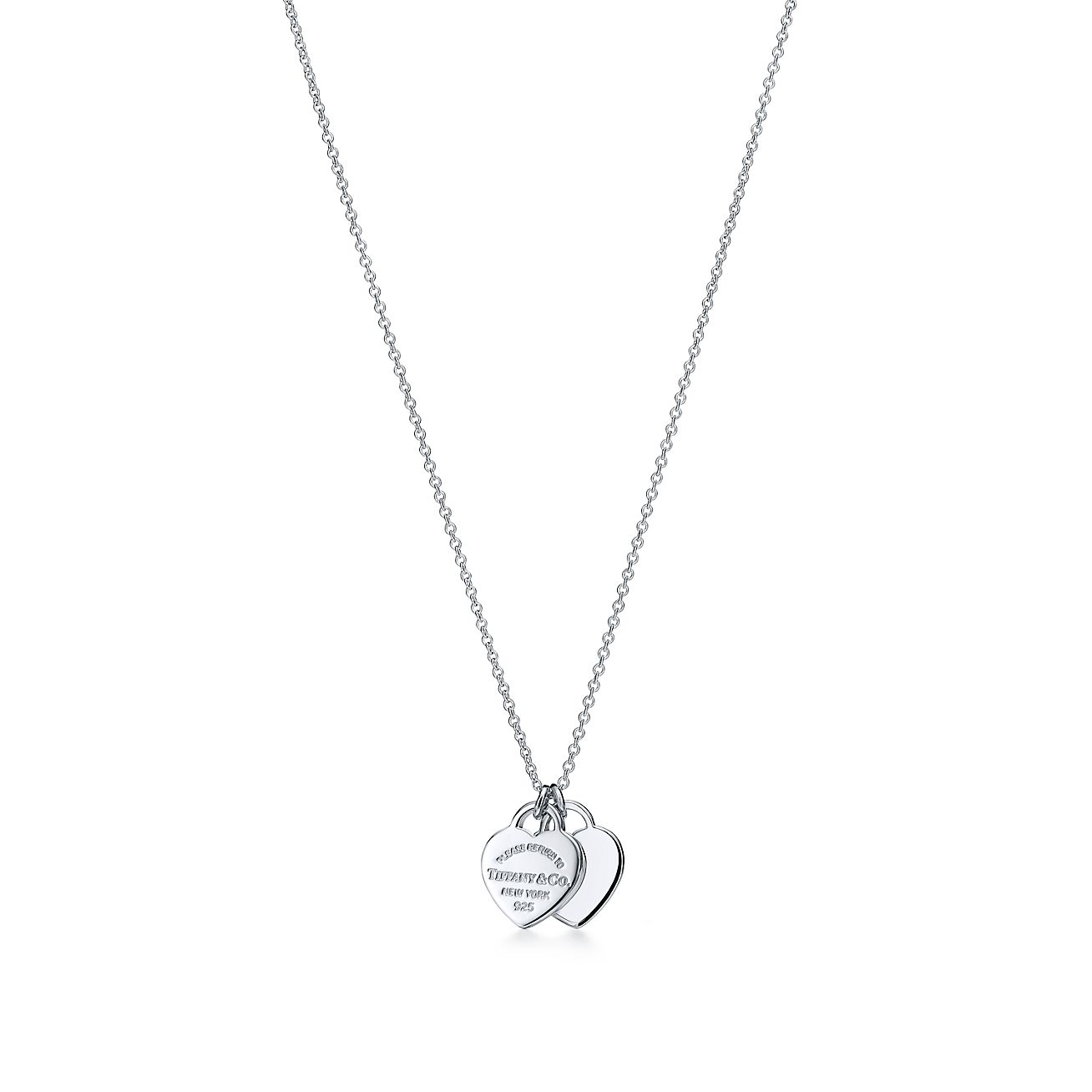 Return to 庐 Double Heart Tag Pendant in Silver, Mini
